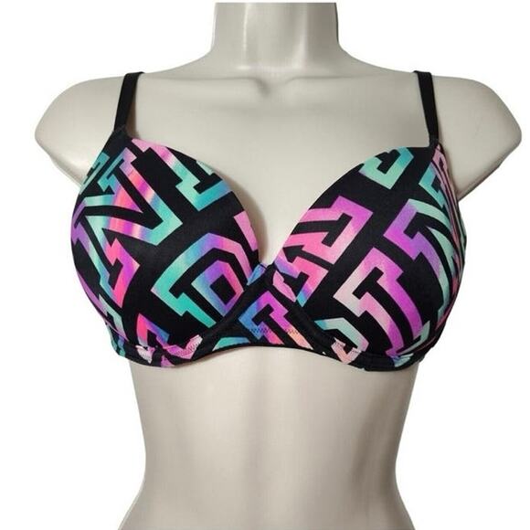 VS Pink Logo Wear Multi-Colored Everywhere Lightly Lined Padded Bra Size 32D - Picture 10 of 12